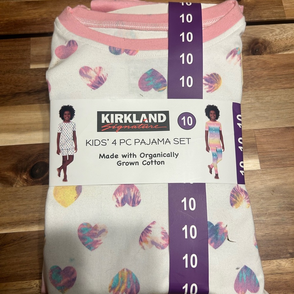 2 pack Kirkland Signature Pink Pajama Set with Playful Heart and Stars design